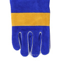 14" 16 Inches Blue Split cowhide leather Long Cuff Double Palm Heat Resistant Welding Gloves